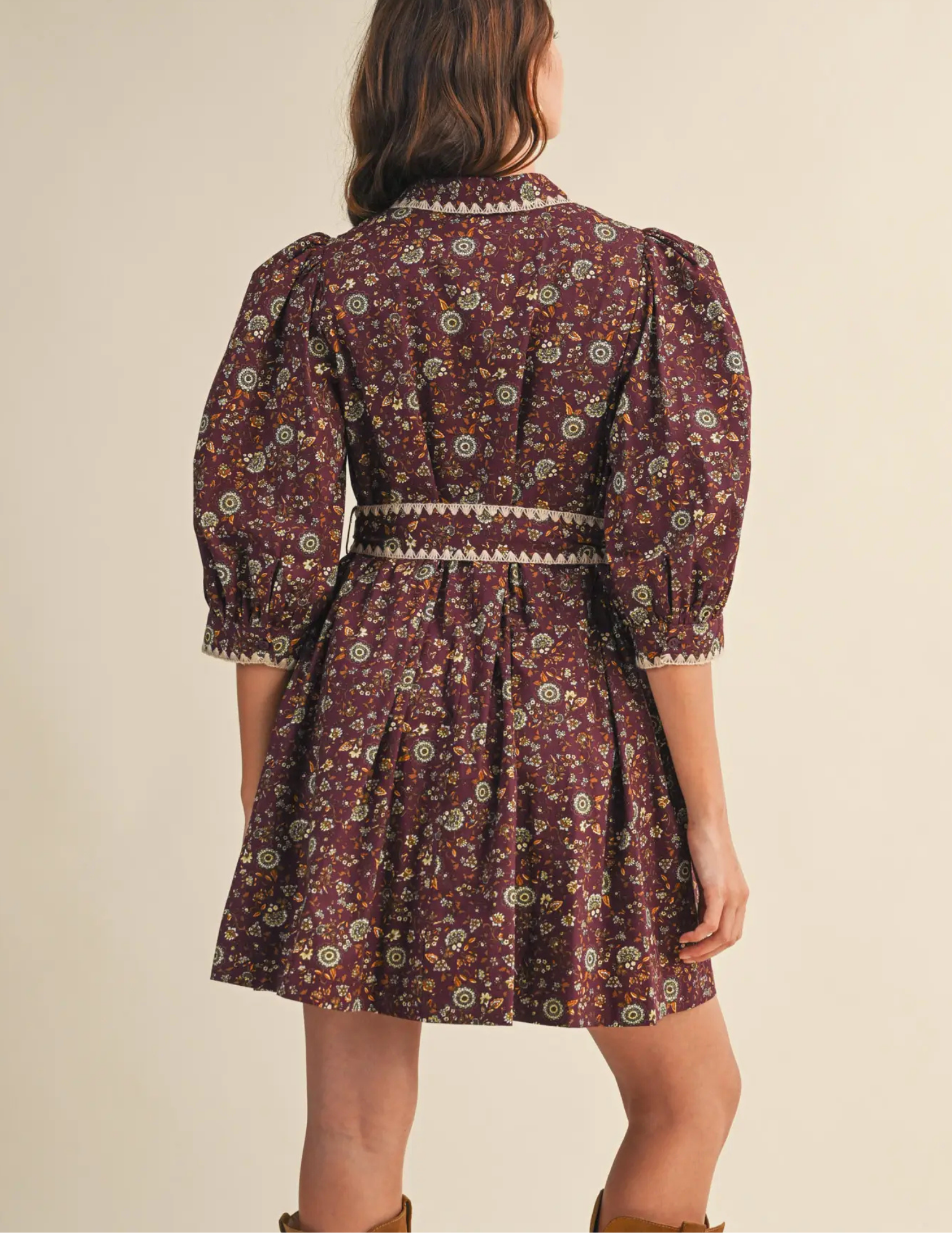 Floral Mini Dress- Plum - Tres Chic Boutique