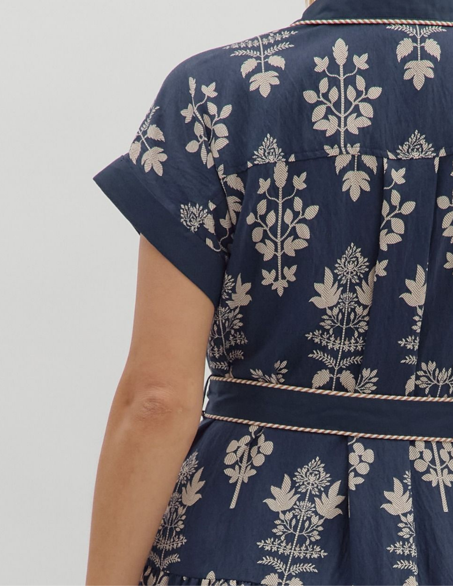 Botanical Midi Dress- Navy - Tres Chic Boutique