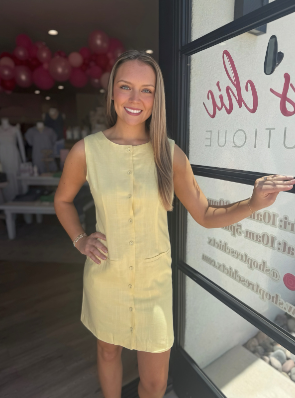 Butter Yellow Vest Dress - Tres Chic Boutique
