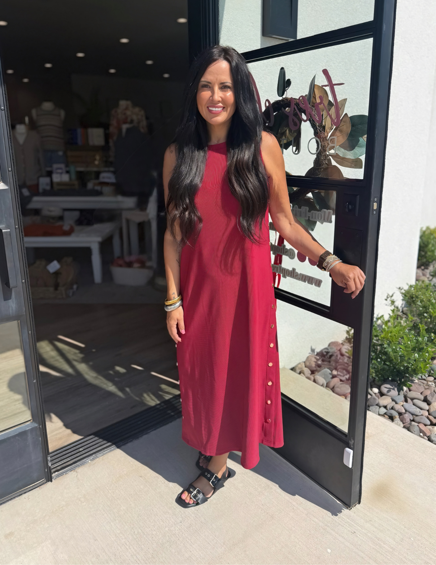 Cherry Pullover Midi Dress - Tres Chic Boutique