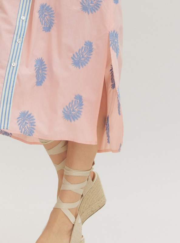 Embroidered Blush Midi Dress