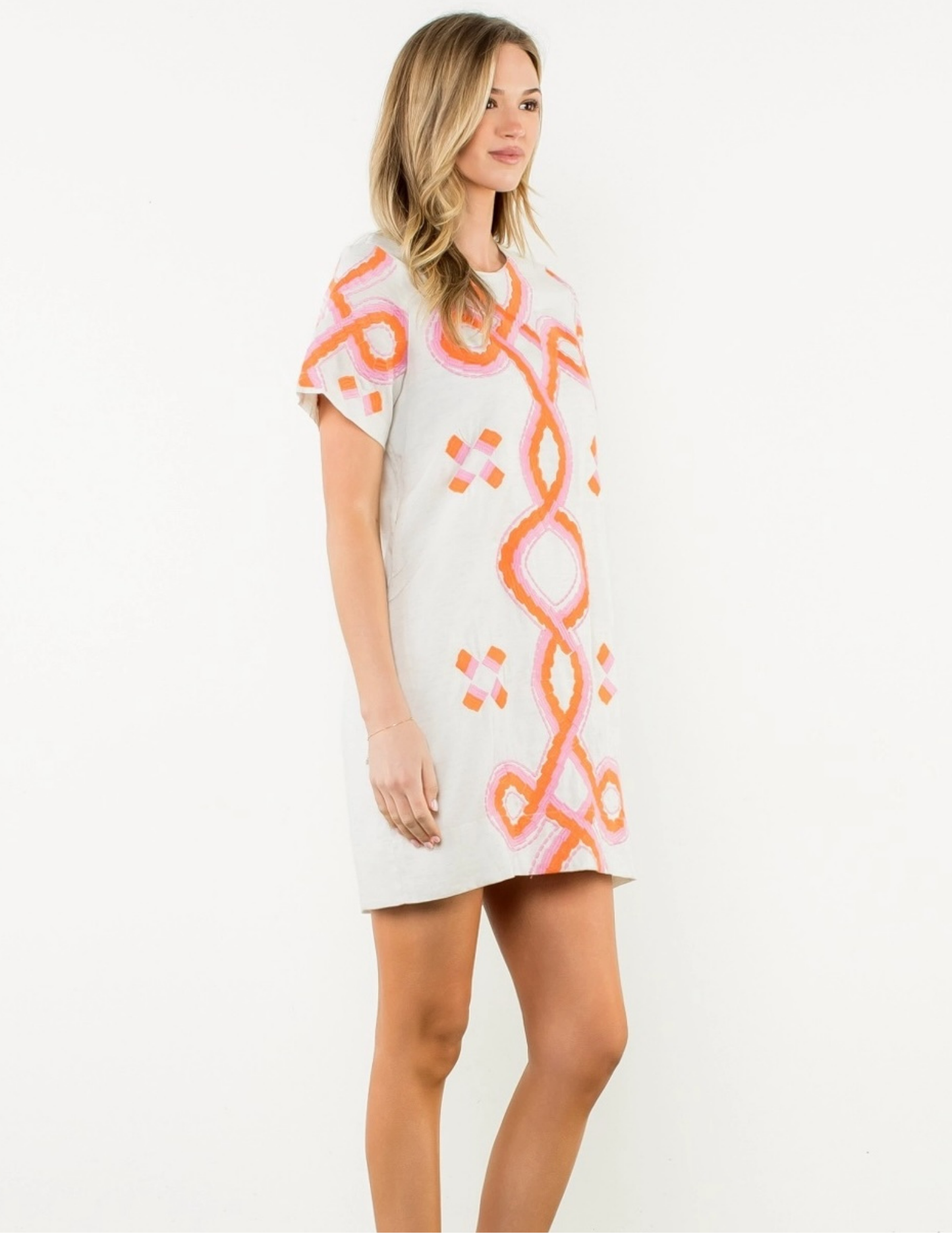 Embroidered Short Sleeve Mini Dress - Tres Chic Boutique