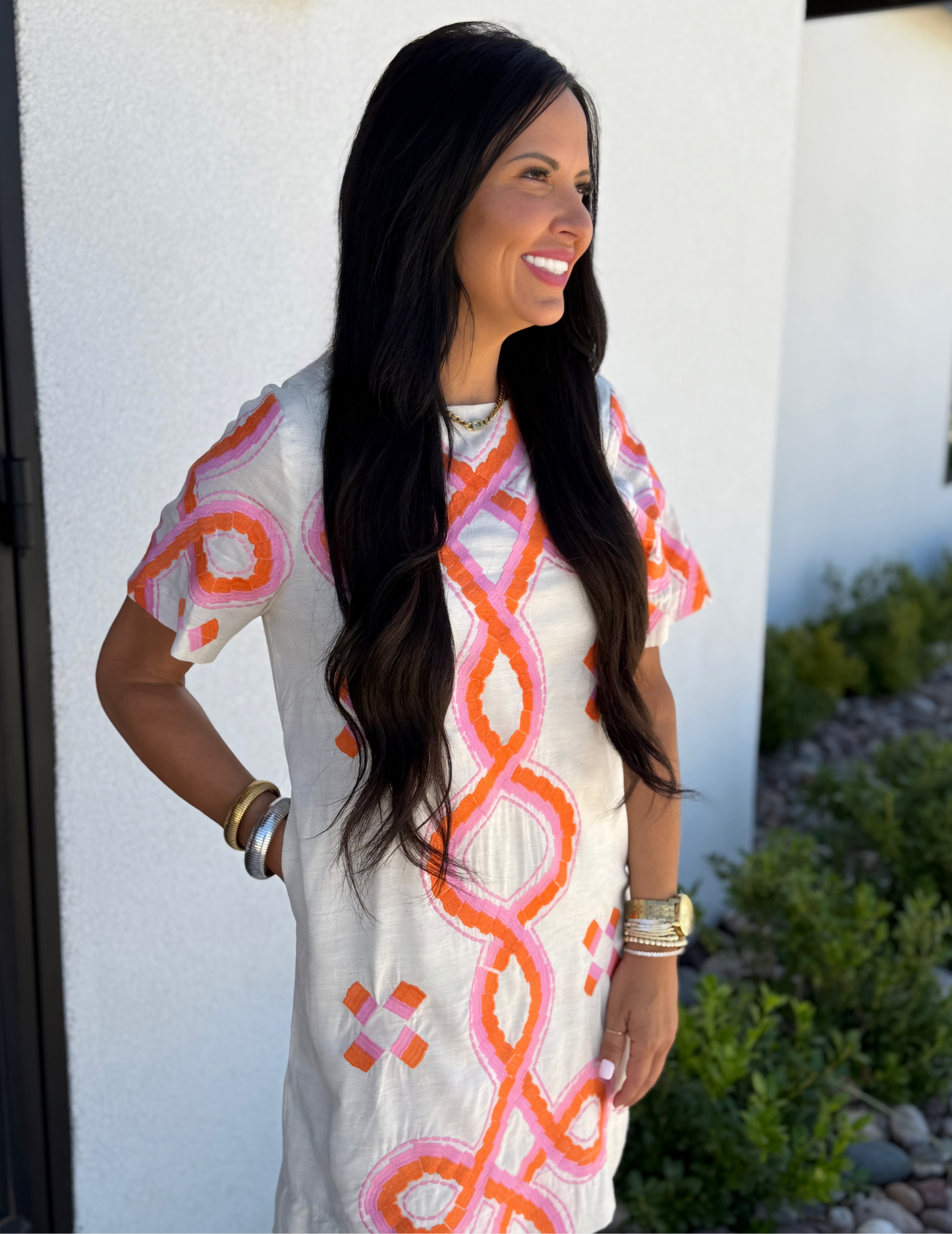 Embroidered Short Sleeve Mini Dress - Tres Chic Boutique