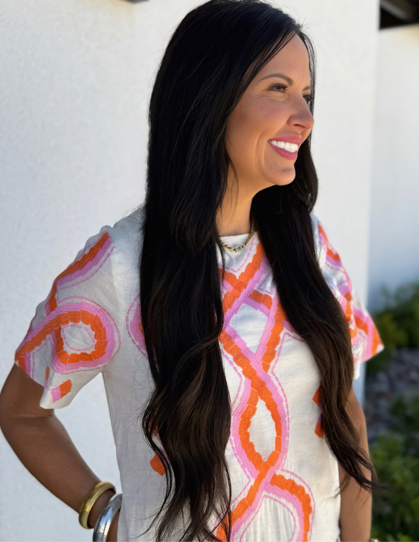 Embroidered Short Sleeve Mini Dress - Tres Chic Boutique