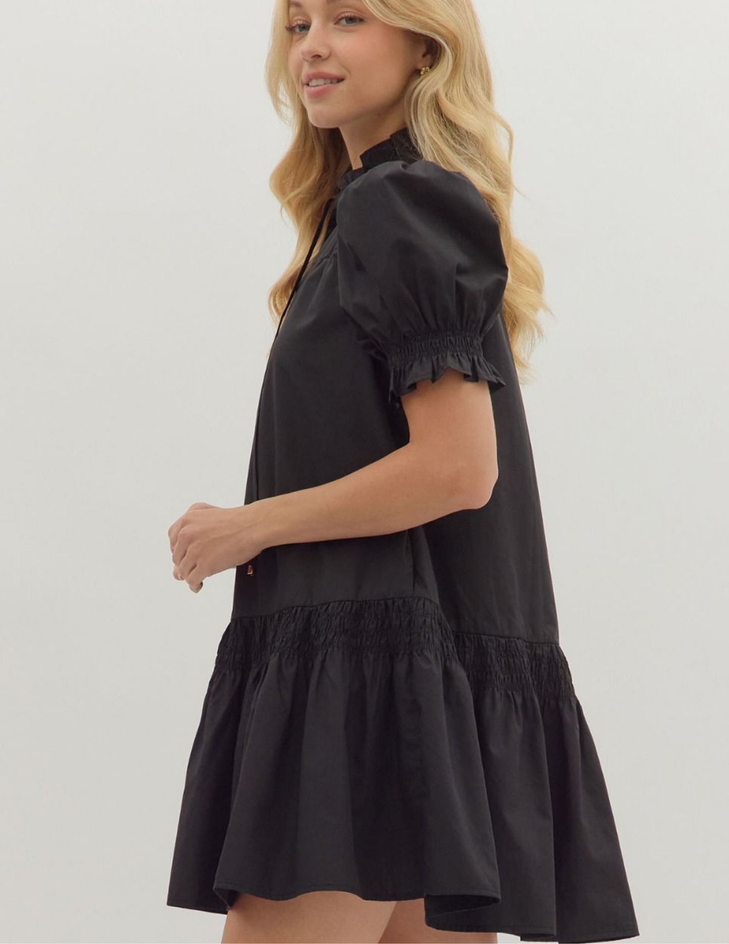 Erin VNeck Mini Dress- Black - Tres Chic Boutique