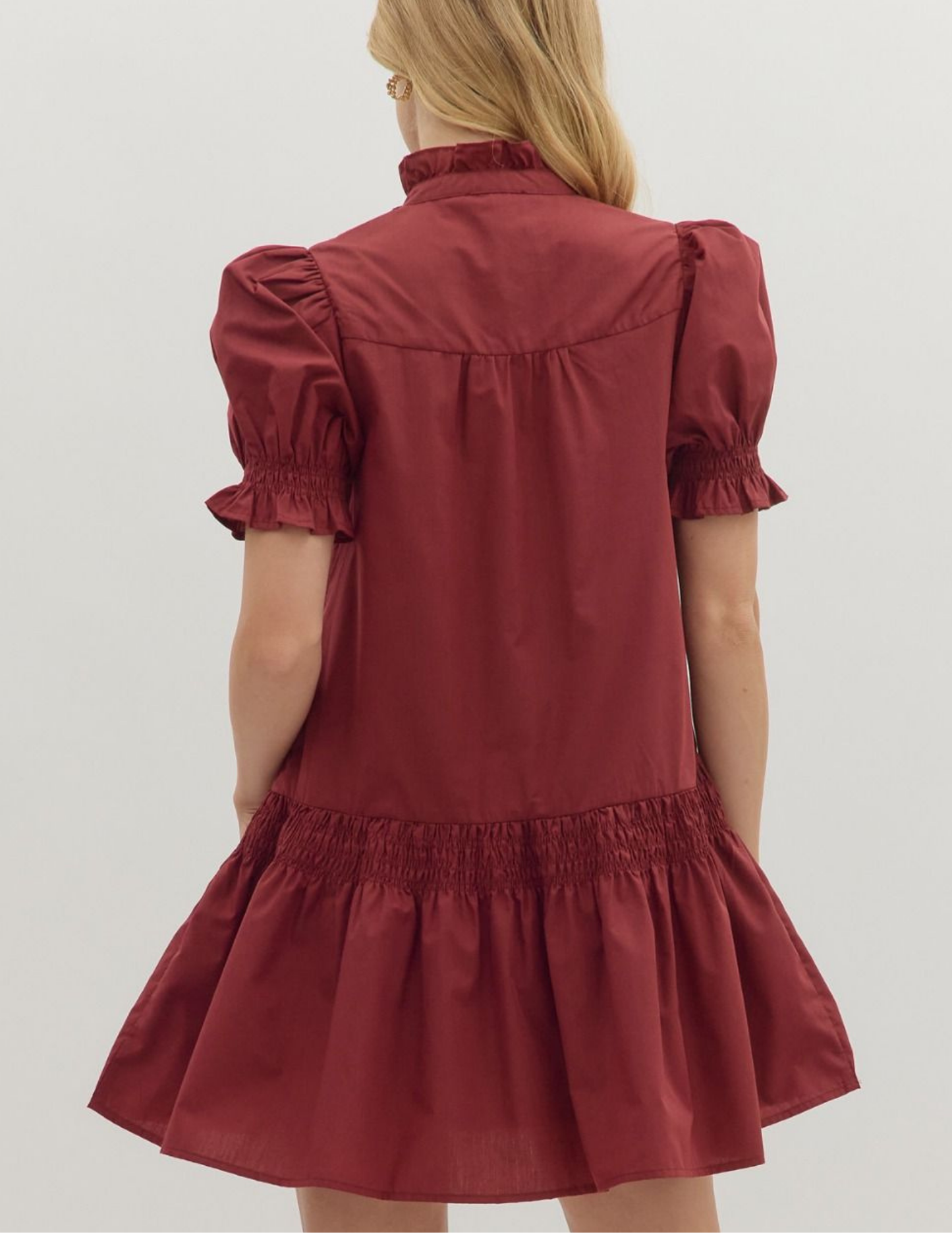 Erin VNeck Mini Dress- Burgundy - Tres Chic Boutique