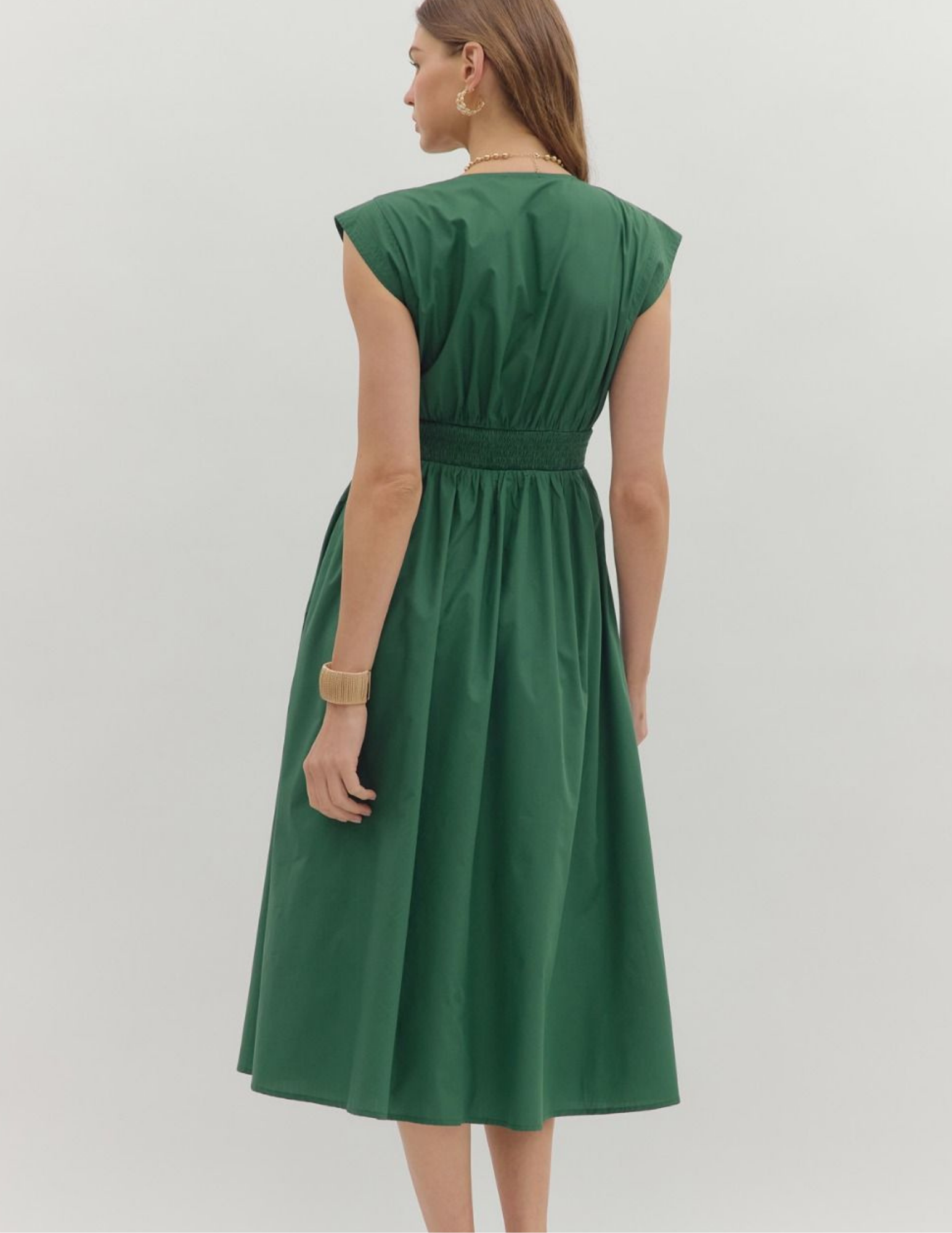 Fall Front Zip Midi Dress- Hunter Green - Tres Chic Boutique