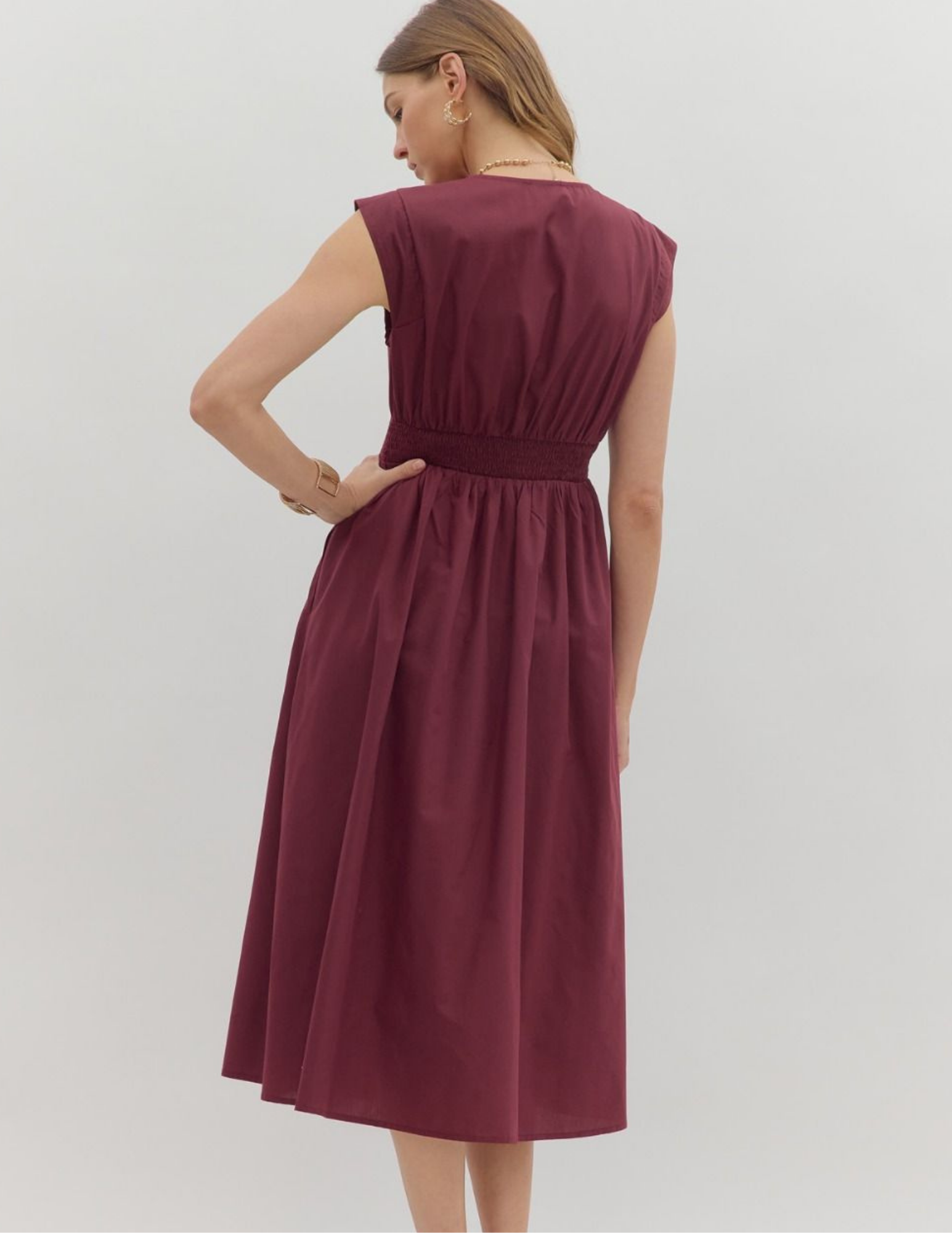 Fall Front Zip Midi Dress- Wine - Tres Chic Boutique