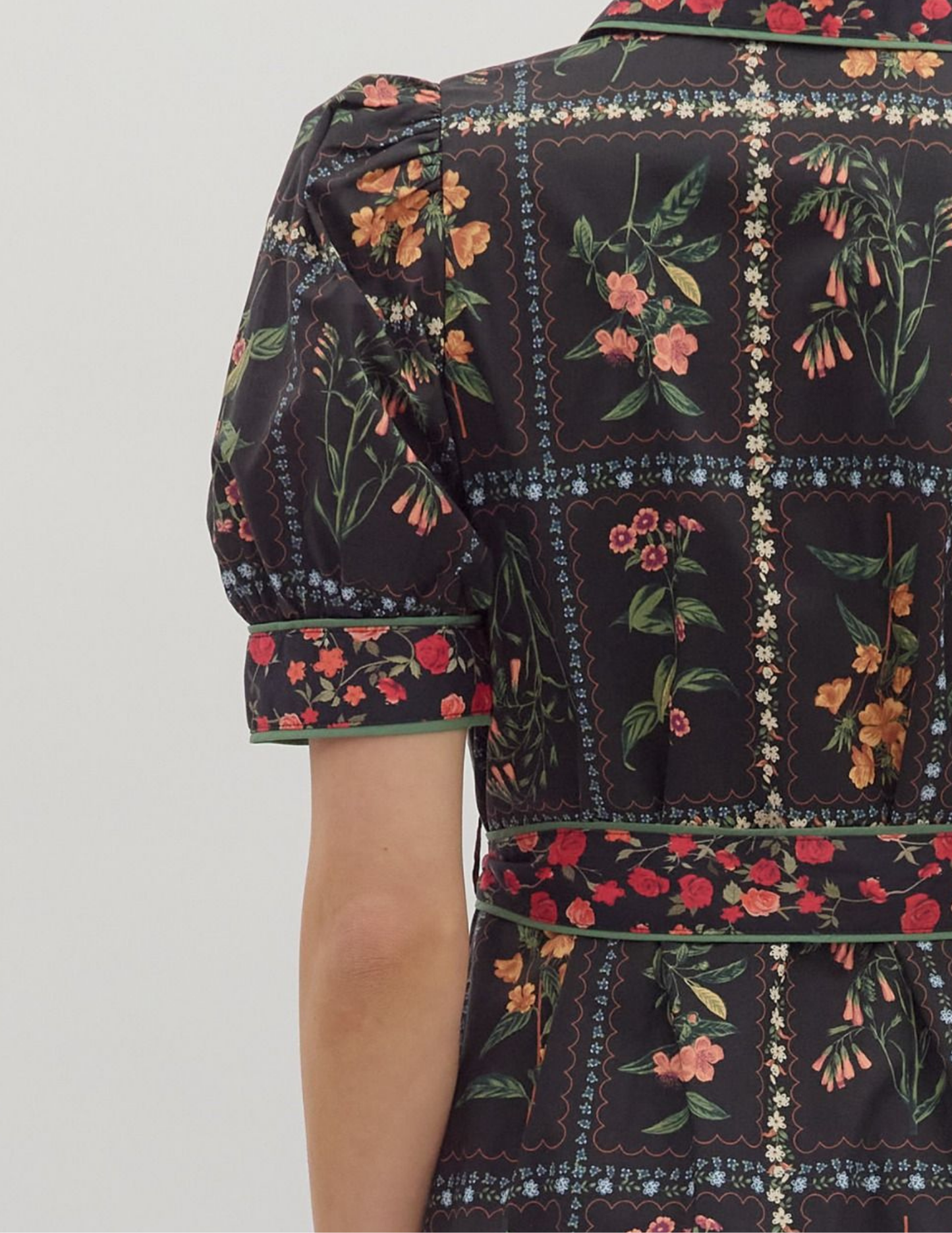Fall In Love Floral Midi Dress- Black - Tres Chic Boutique