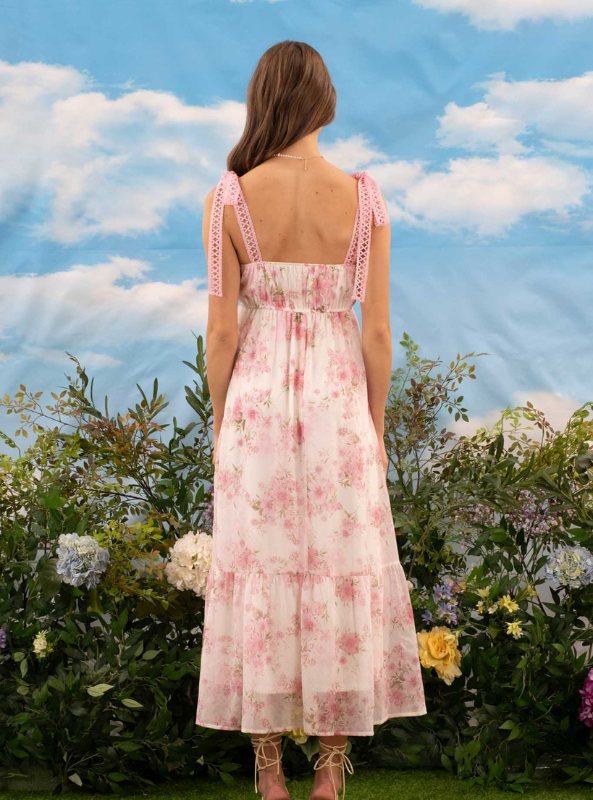 Floral Crochet Lace Strap Maxi Dress - Tres Chic Boutique