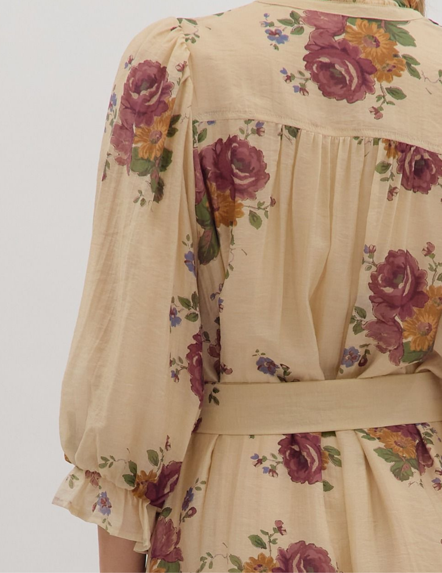 Floral Mini Dress- Ecru