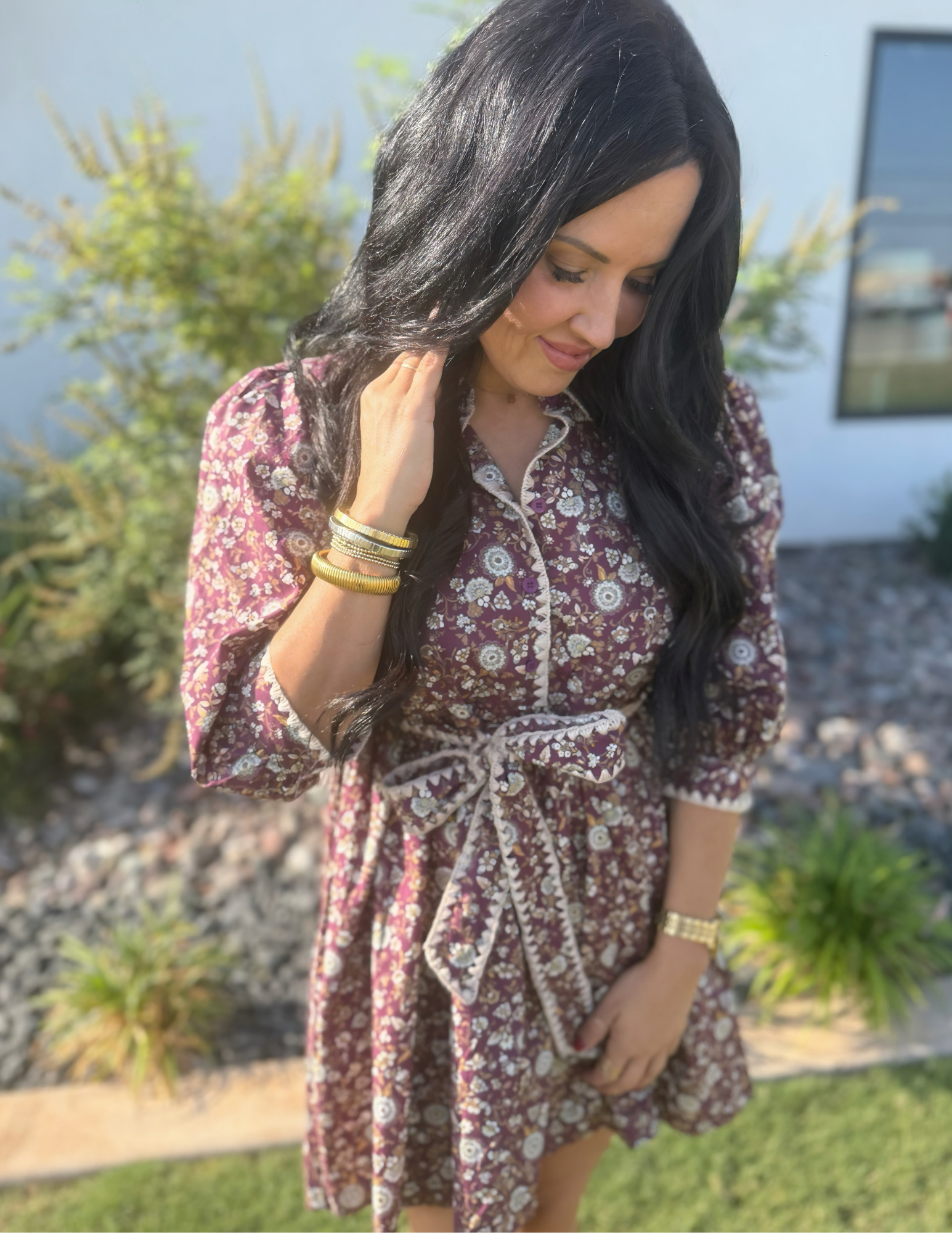 Floral Mini Dress- Plum - Tres Chic Boutique