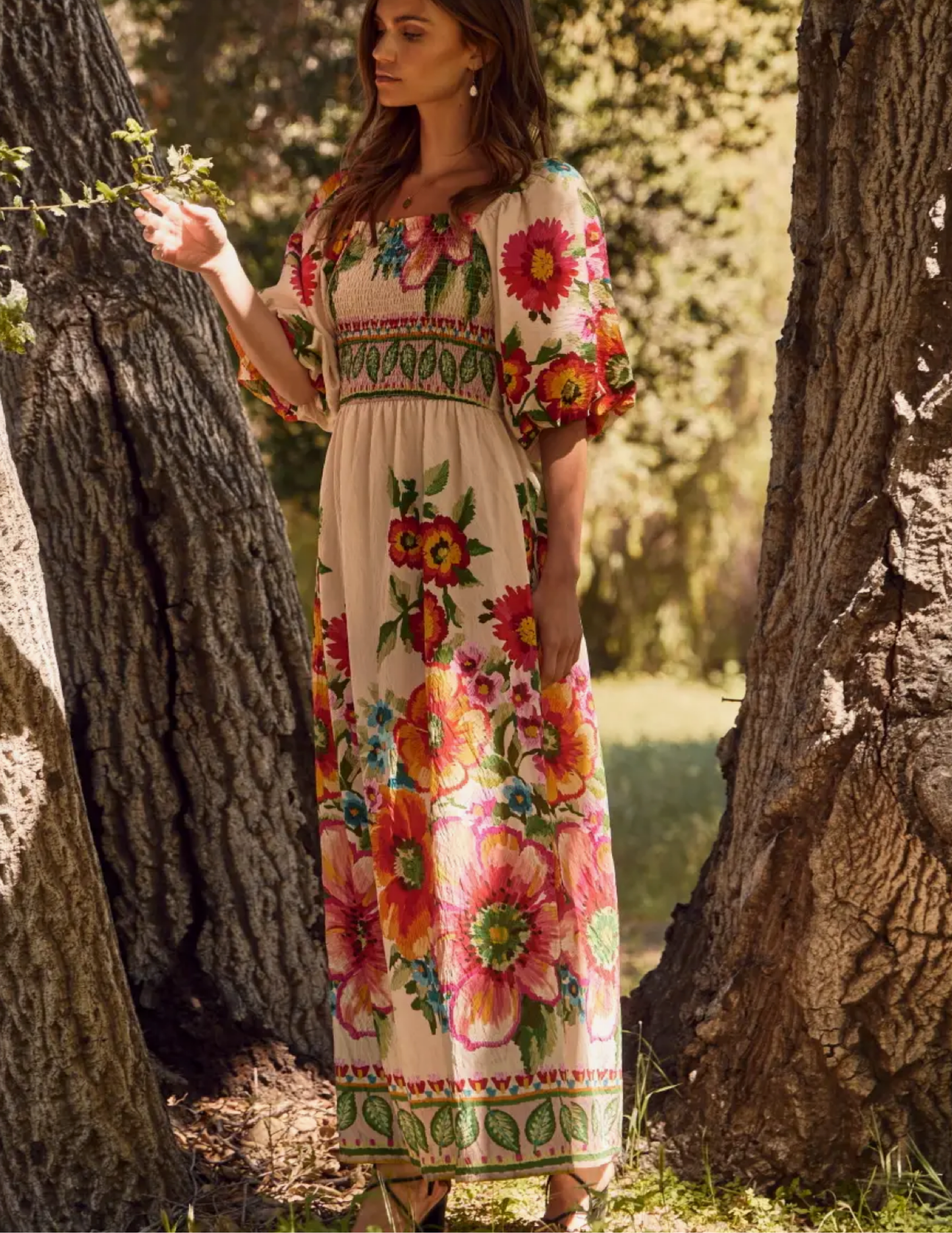 Giant Floral Border Printed Maxi Dress