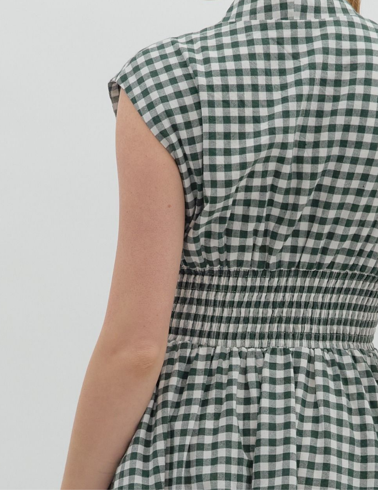 Gingham VNeck Midi Dress- Forest - Tres Chic Boutique