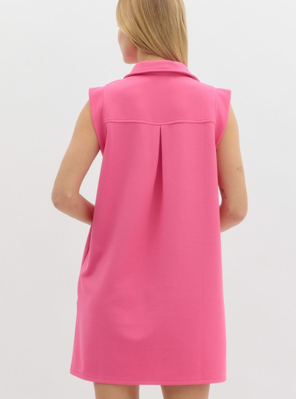 Hot Pink V-Neck Mini Dress - Tres Chic Boutique