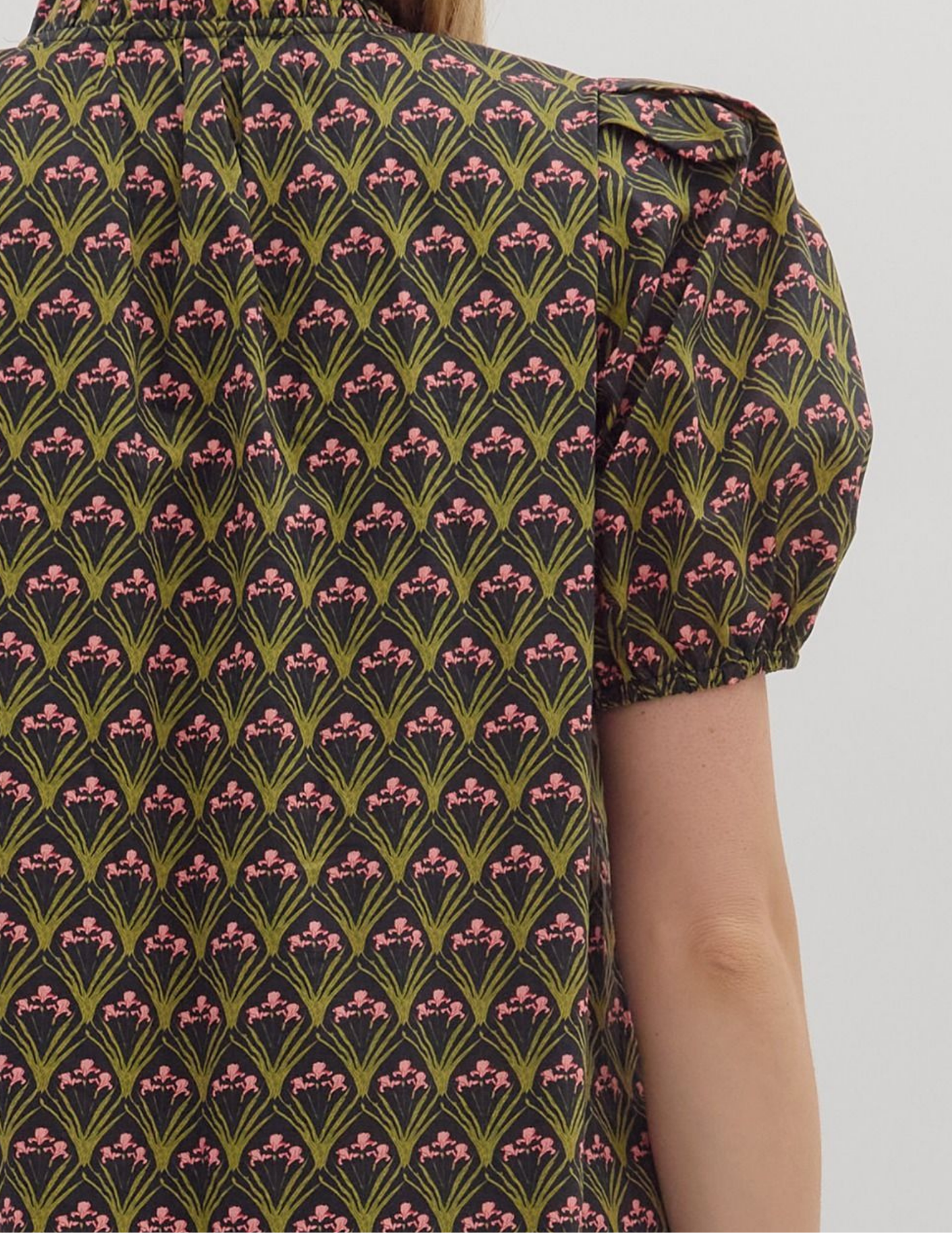Iris Print Midi Dress- Black - Tres Chic Boutique