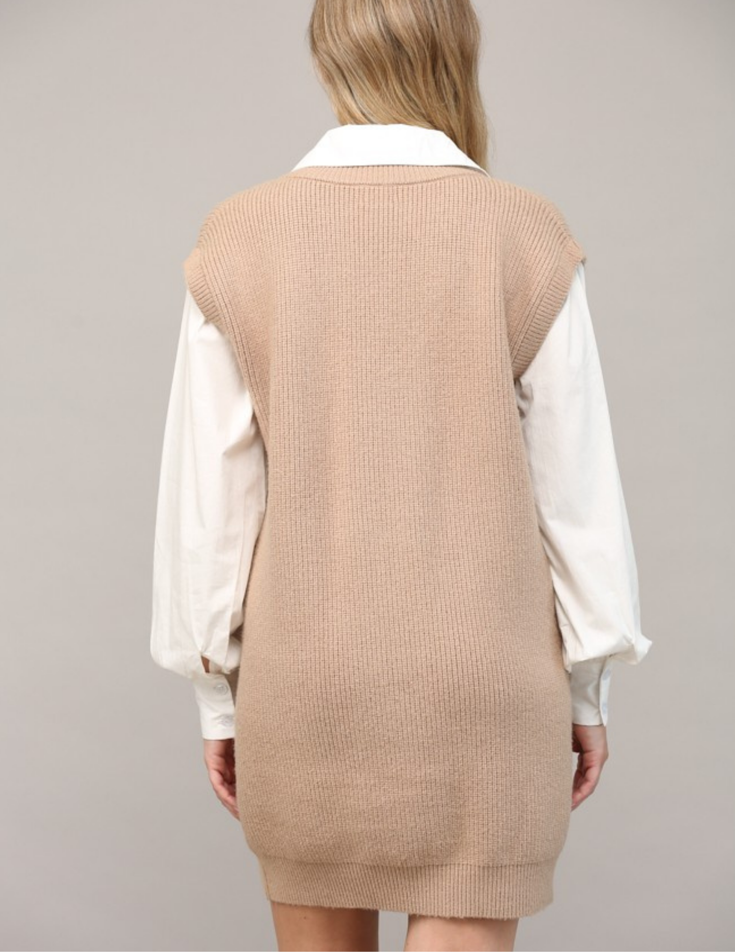 Latte & White Cable Knit Shirt Dress - Tres Chic Boutique