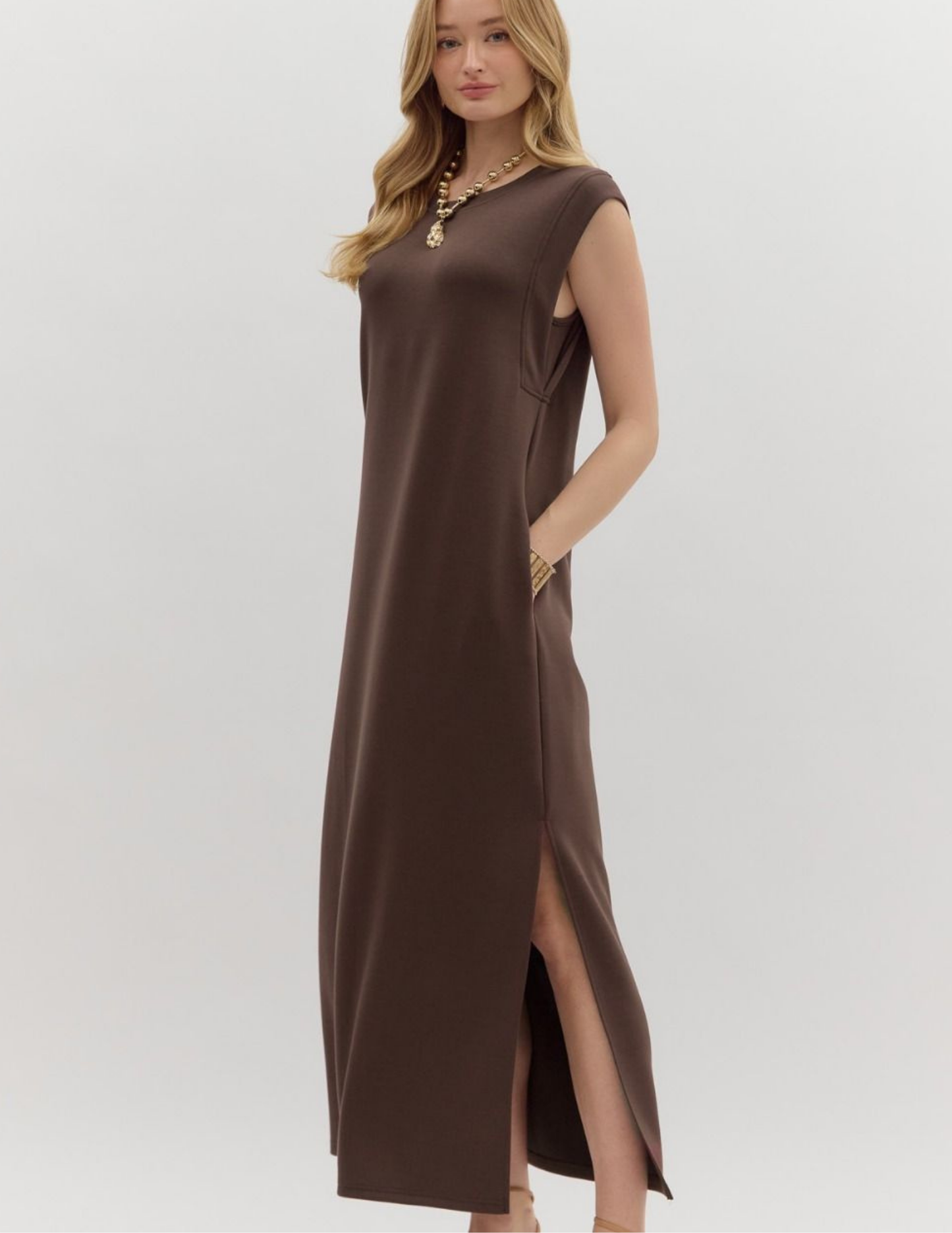 Maxi Dress- Brown - Tres Chic Boutique