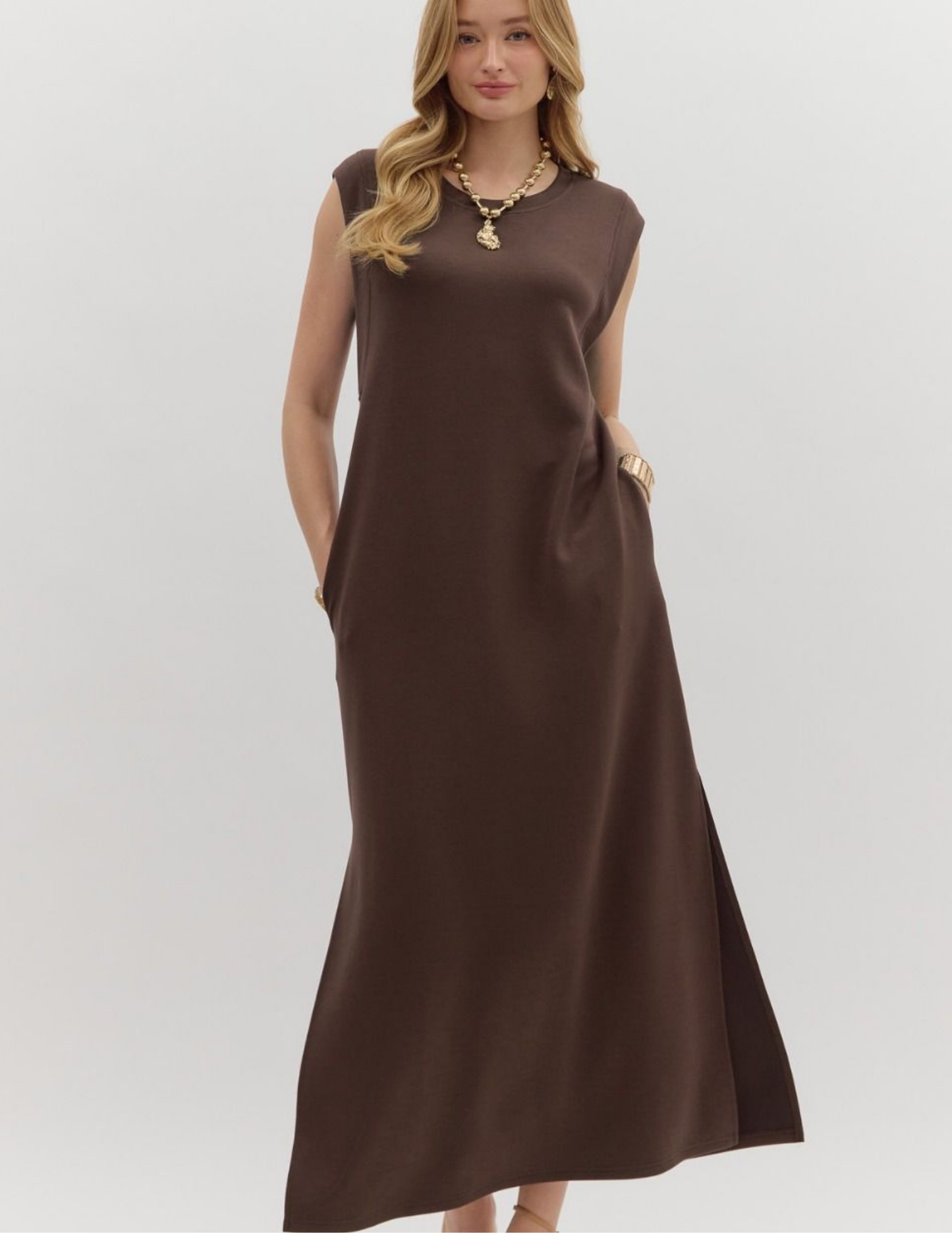 Maxi Dress- Brown - Tres Chic Boutique