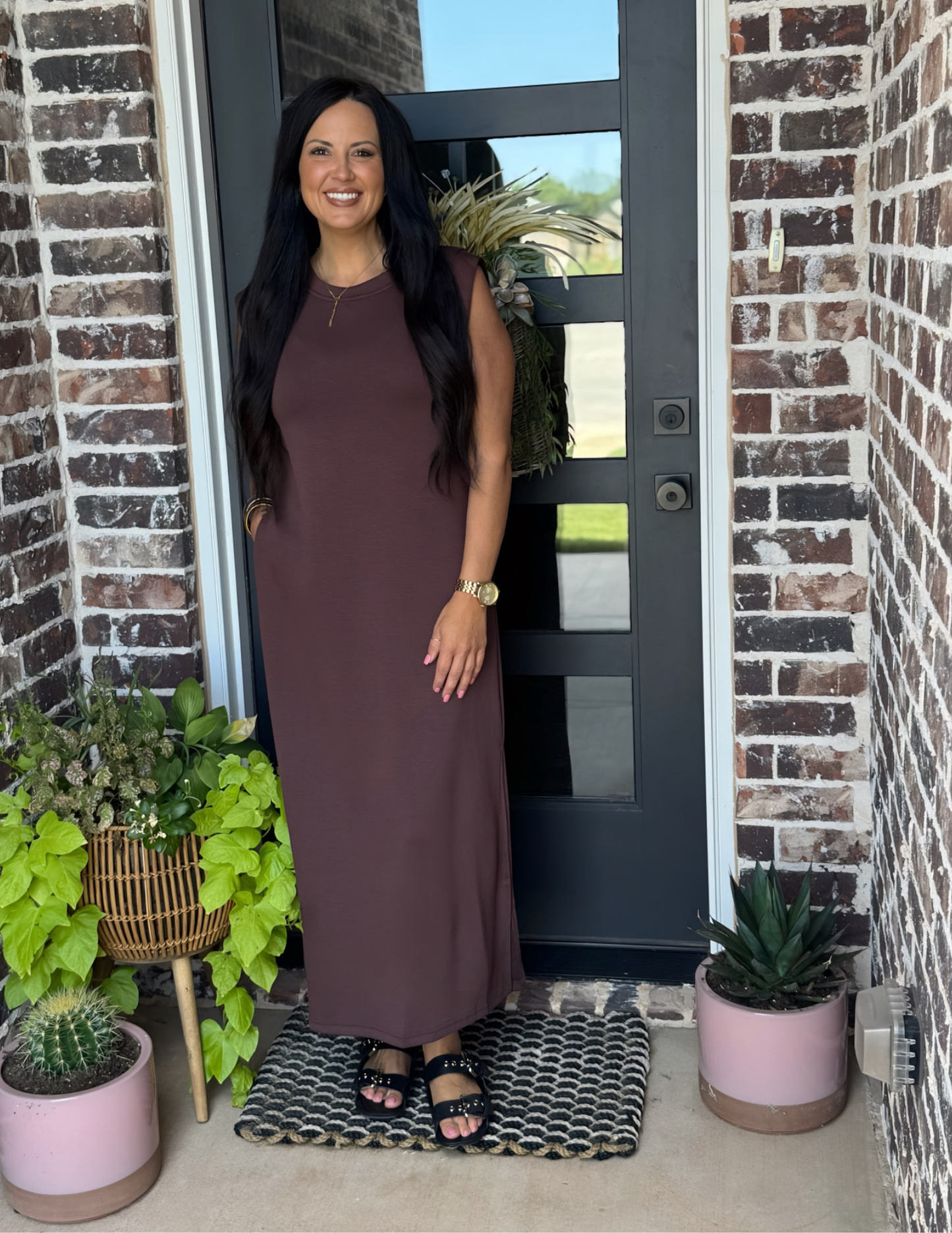 Maxi Dress- Brown - Tres Chic Boutique
