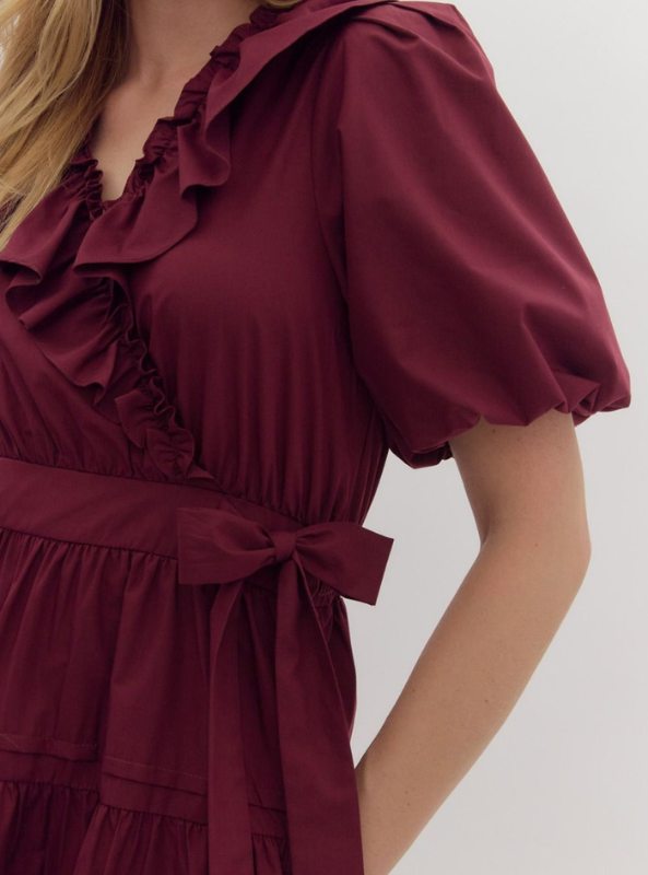 Merlot Wrap Dress - Tres Chic Boutique