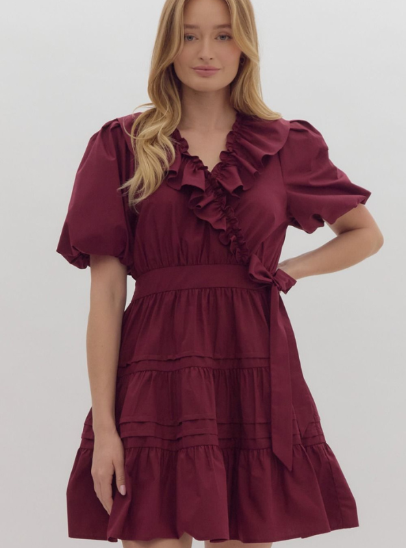 Merlot Wrap Dress - Tres Chic Boutique