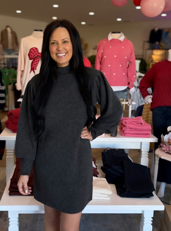 Mock Neck Knit Sweater Dress - Tres Chic Boutique