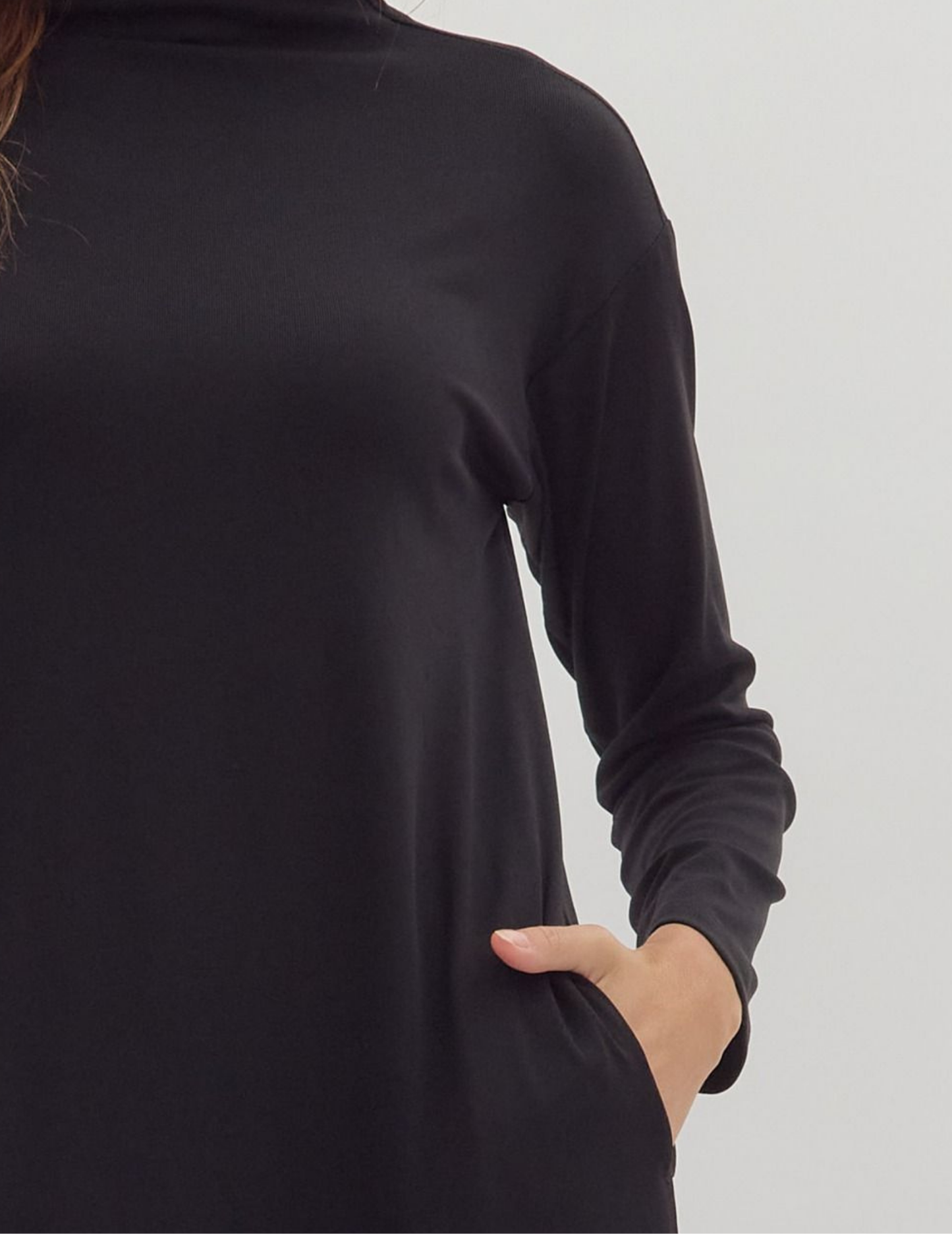 Mock Neck Maxi Dress- Black