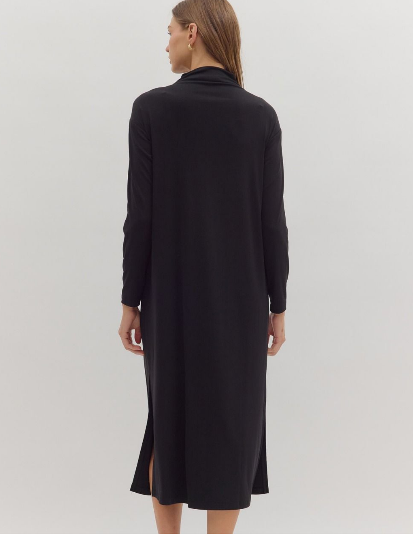 Mock Neck Maxi Dress- Black