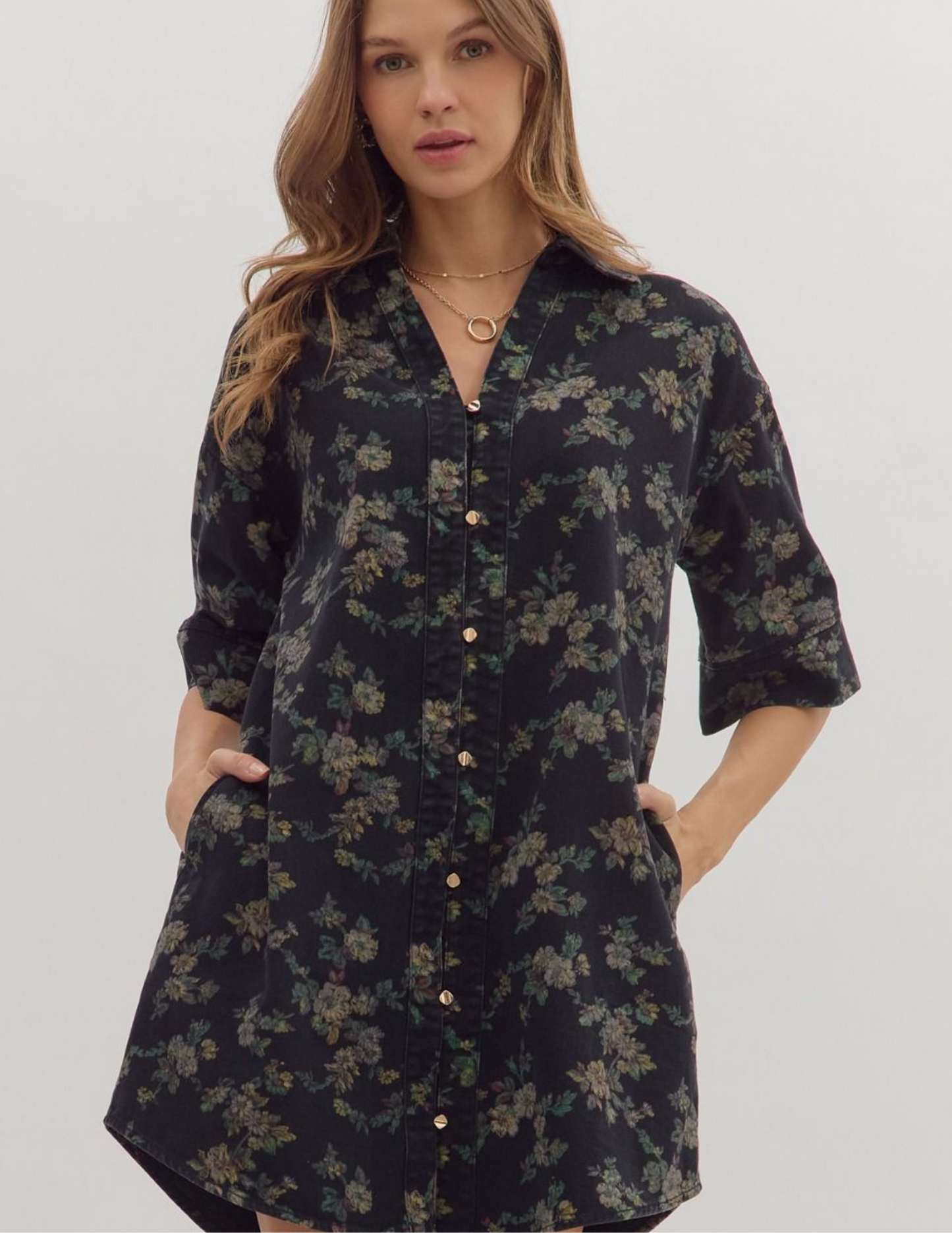Perfect Fall Floral Dress- Black
