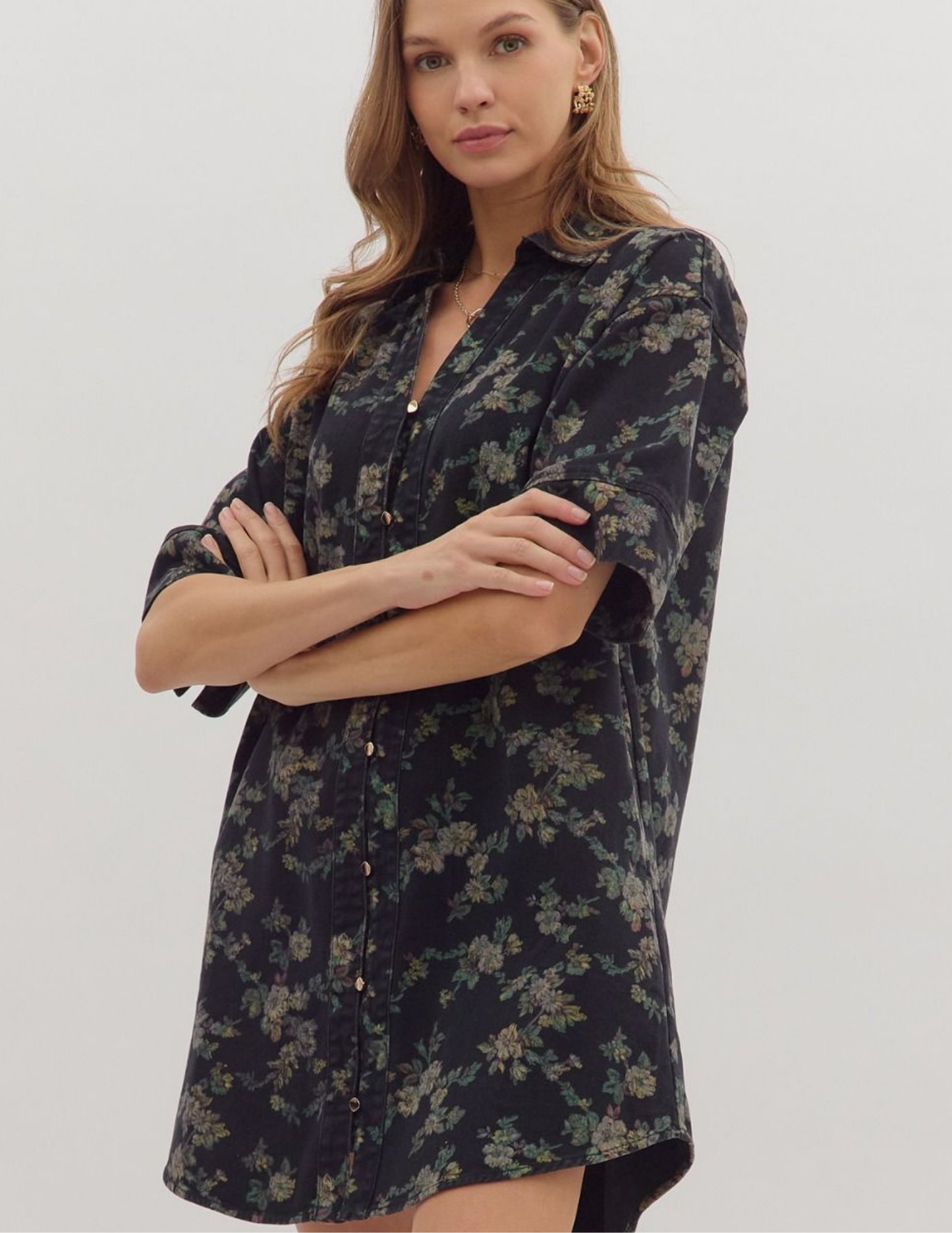 Perfect Fall Floral Dress- Black