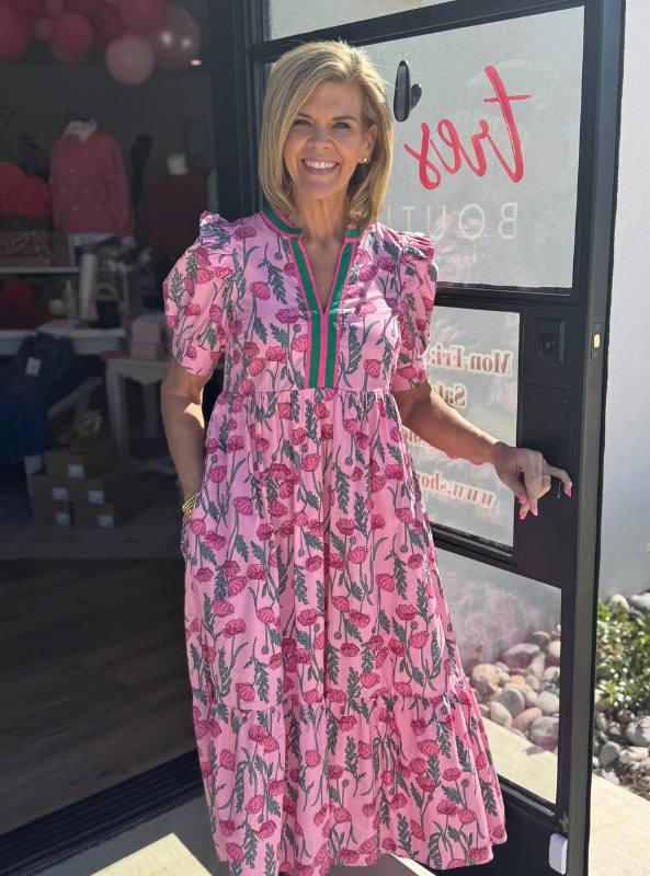 Pink Floral Maxi Dress
