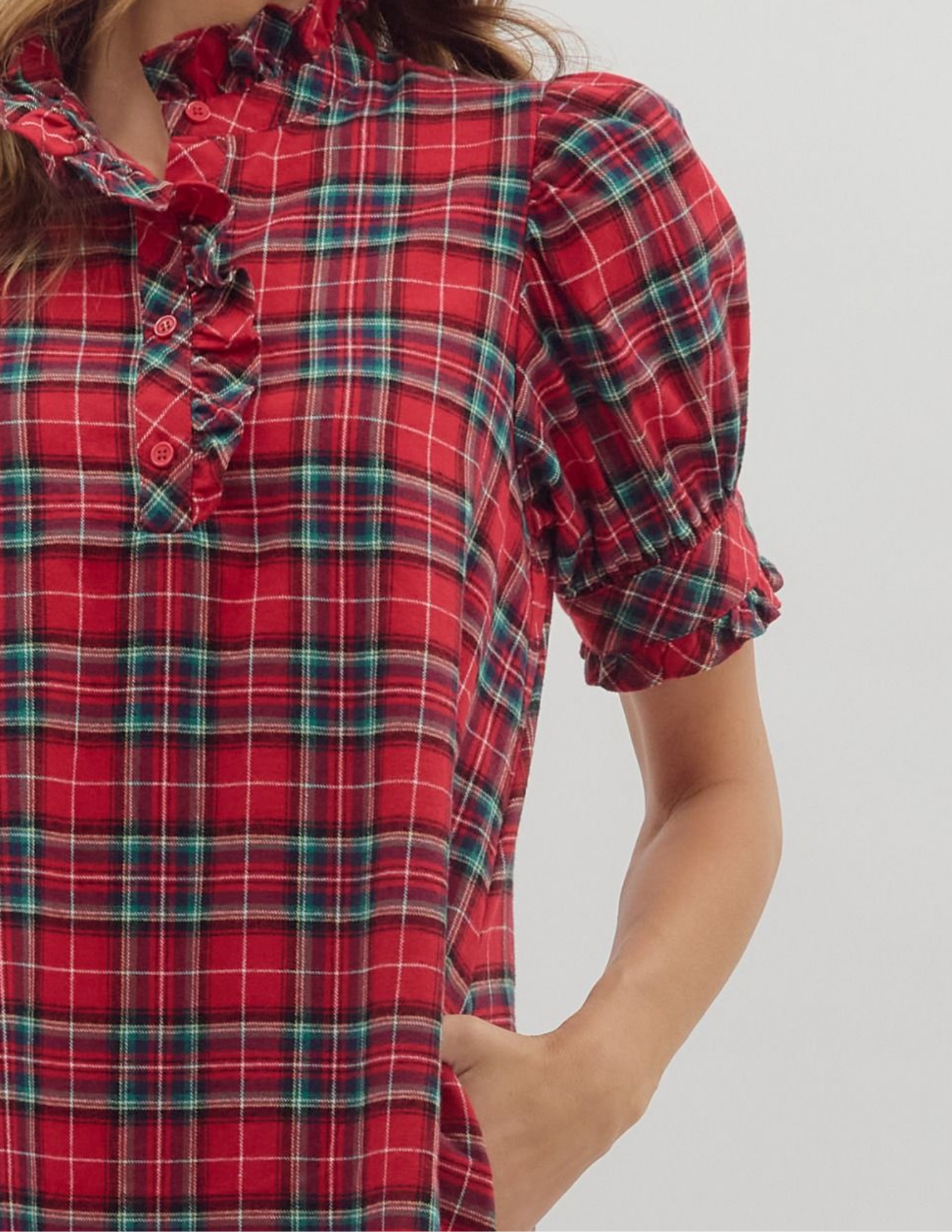 Plaid Mini Dress- Red - Tres Chic Boutique