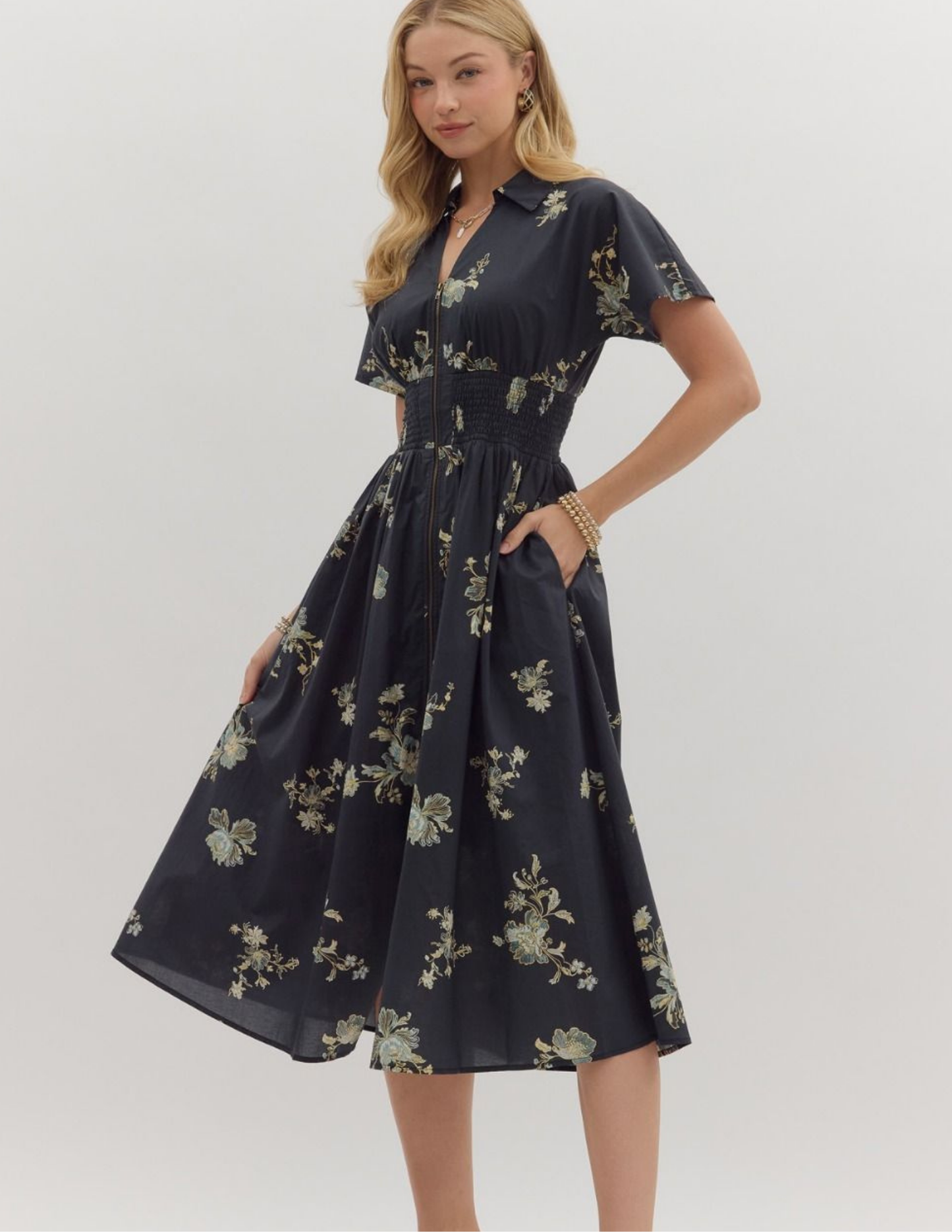 Pretty In Paisley Midi Dress- Black - Tres Chic Boutique