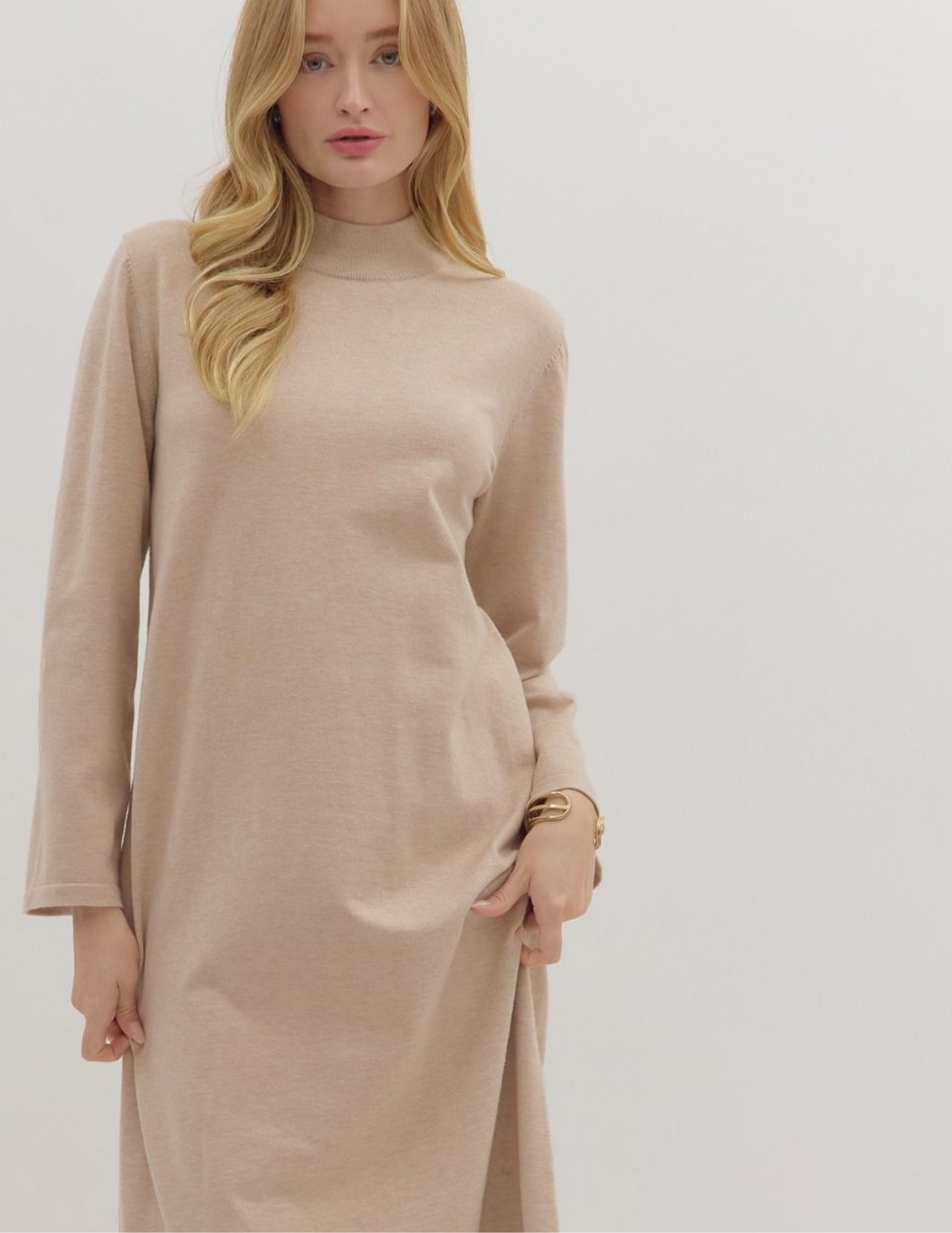 Sweater Dress Midi- Sand