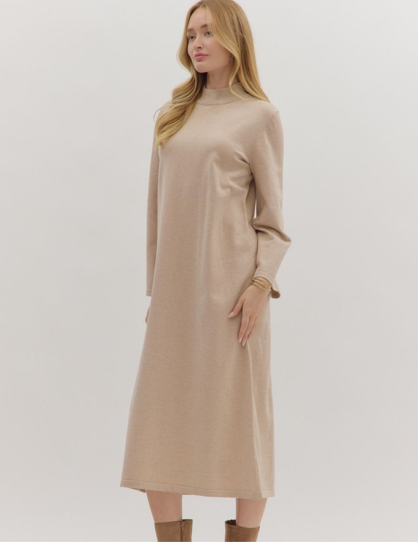 Sweater Dress Maxi- Sand