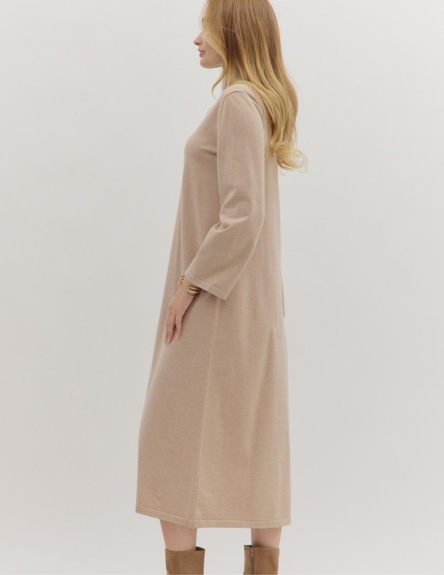 Sweater Dress Maxi- Sand
