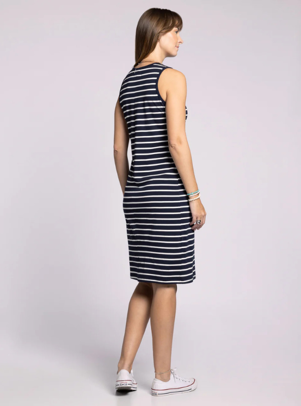 Kendari Dress- Navy White - Tres Chic Boutique
