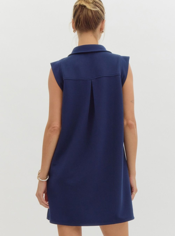 Navy V-Neck Mini Dress