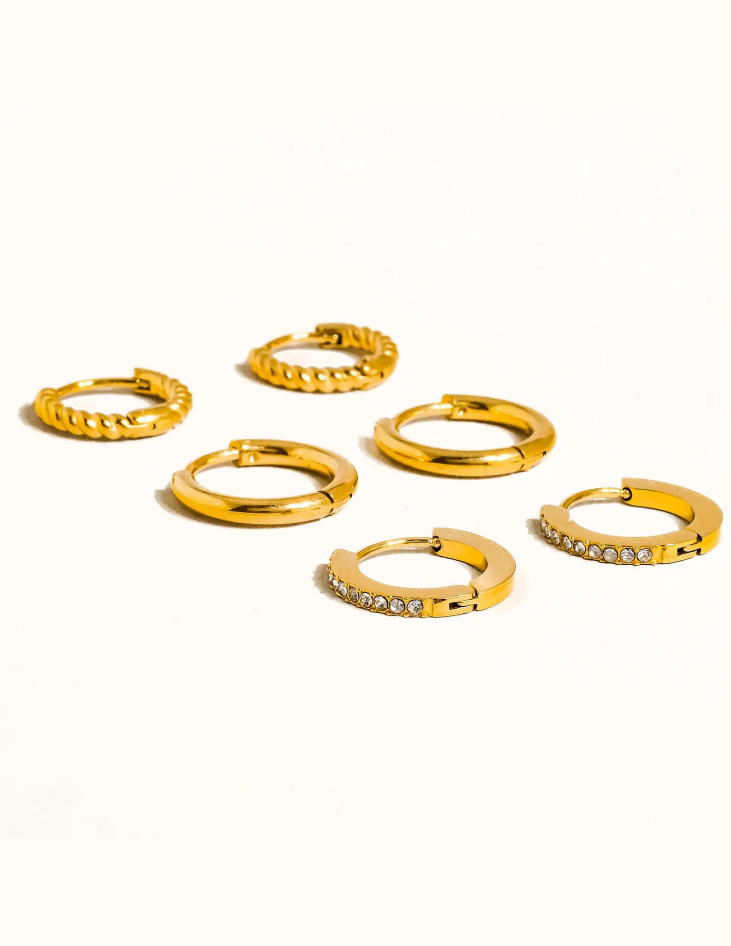 Claude 18K Gold Non-Tarnish Cz Hoops Earring - Tres Chic Boutique
