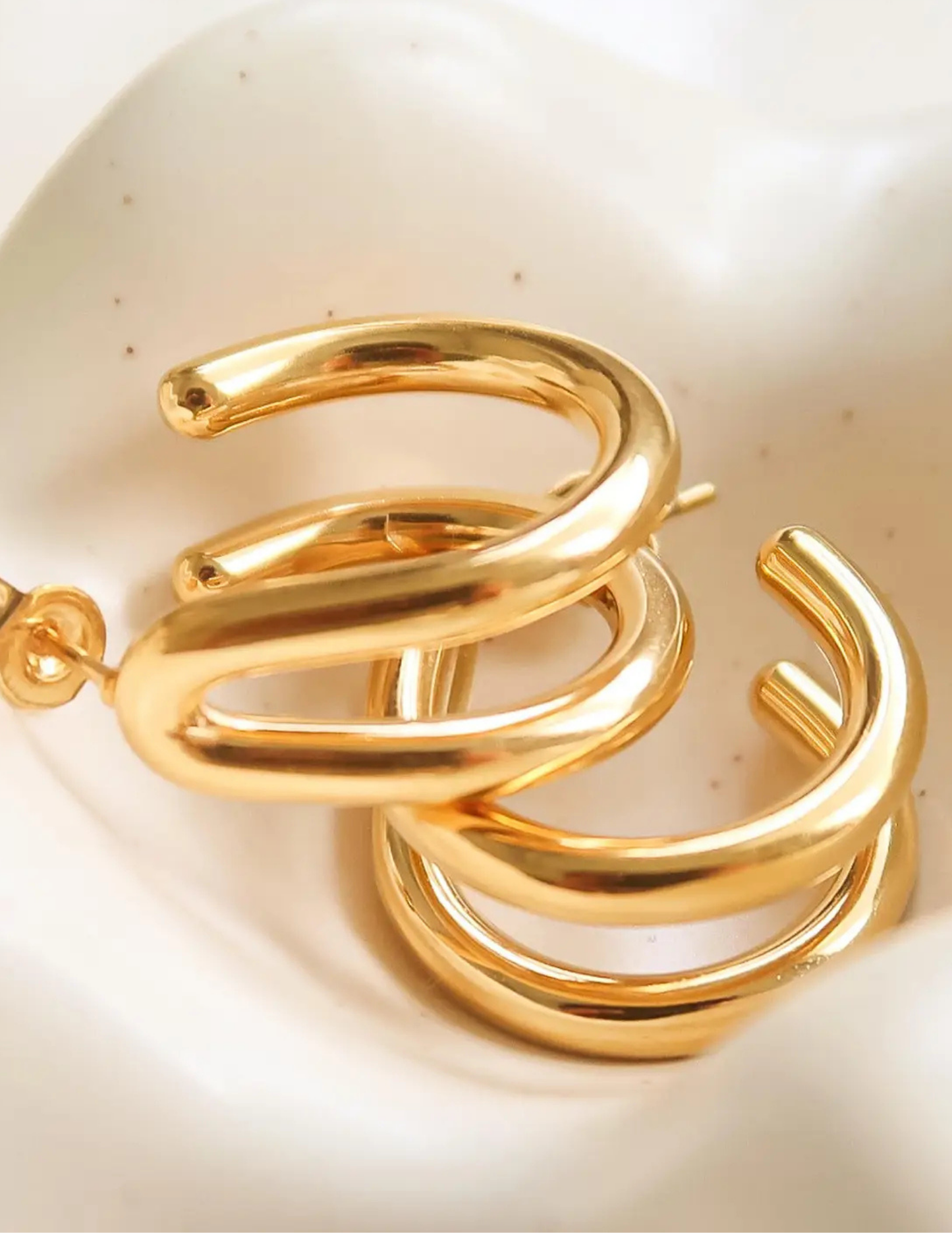 Lucille 18K Gold Non-Tarnish Double C Hoop Earring - Tres Chic Boutique