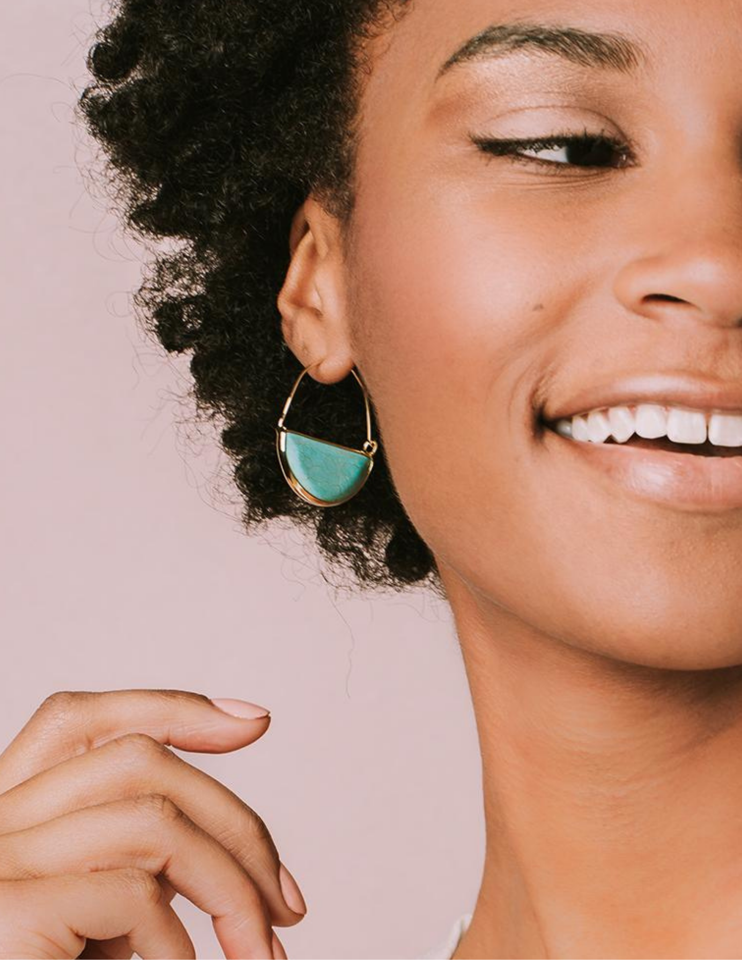 Stone Prism Hoop - Turquoise/Silver