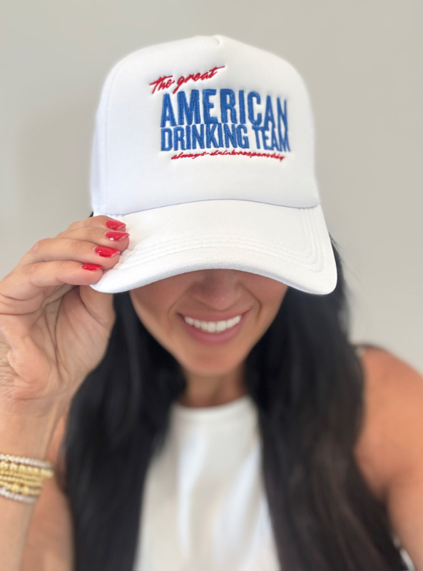 American Drinking Team Trucker Hat - Tres Chic Boutique