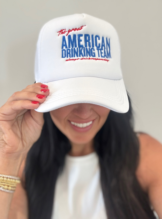 American Drinking Team Trucker Hat - Tres Chic Boutique