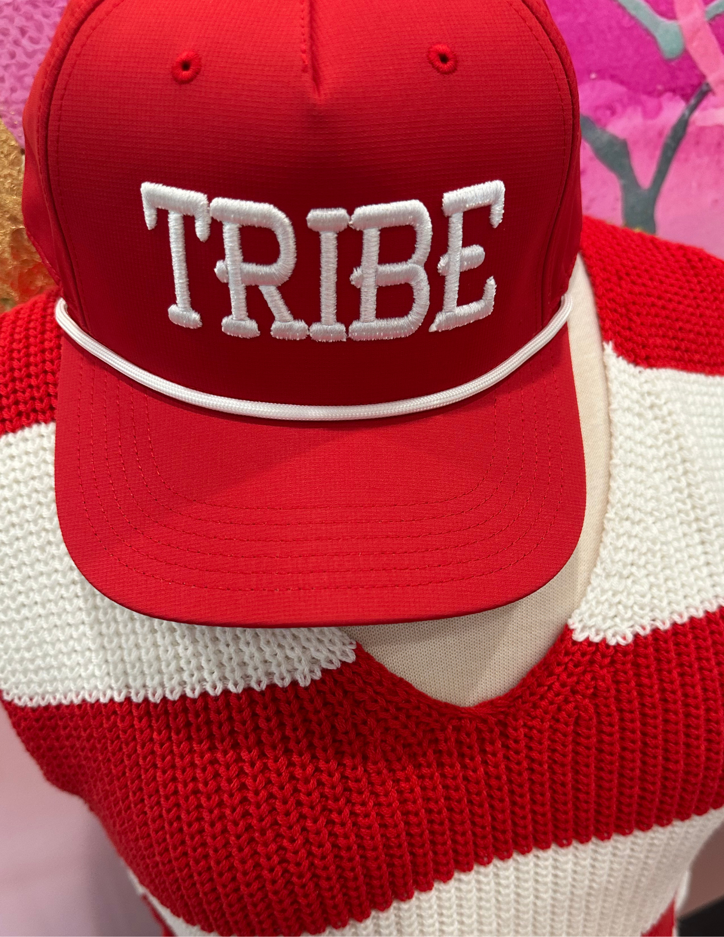 CA- Red Hat with White Tribe Embroidery