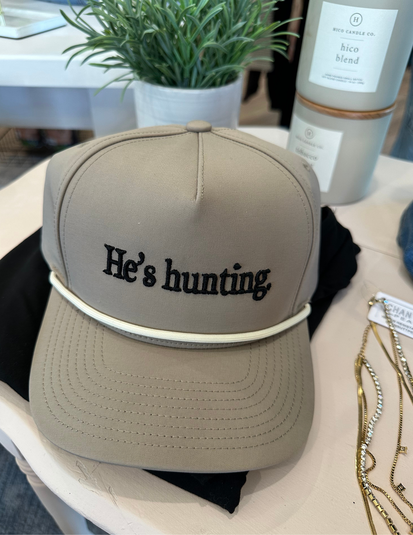He's hunting Mink Hat with Black Embroidery