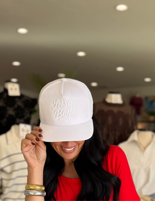 Let's Go Boys- White Hat/ White Embroidery