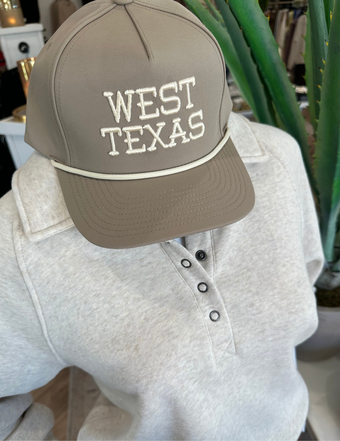 Pacific Taupe Hat - West Texas Cream Thread