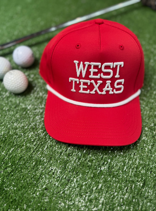 CA Hat Red w/White Rope - White West Texas - Tres Chic Boutique