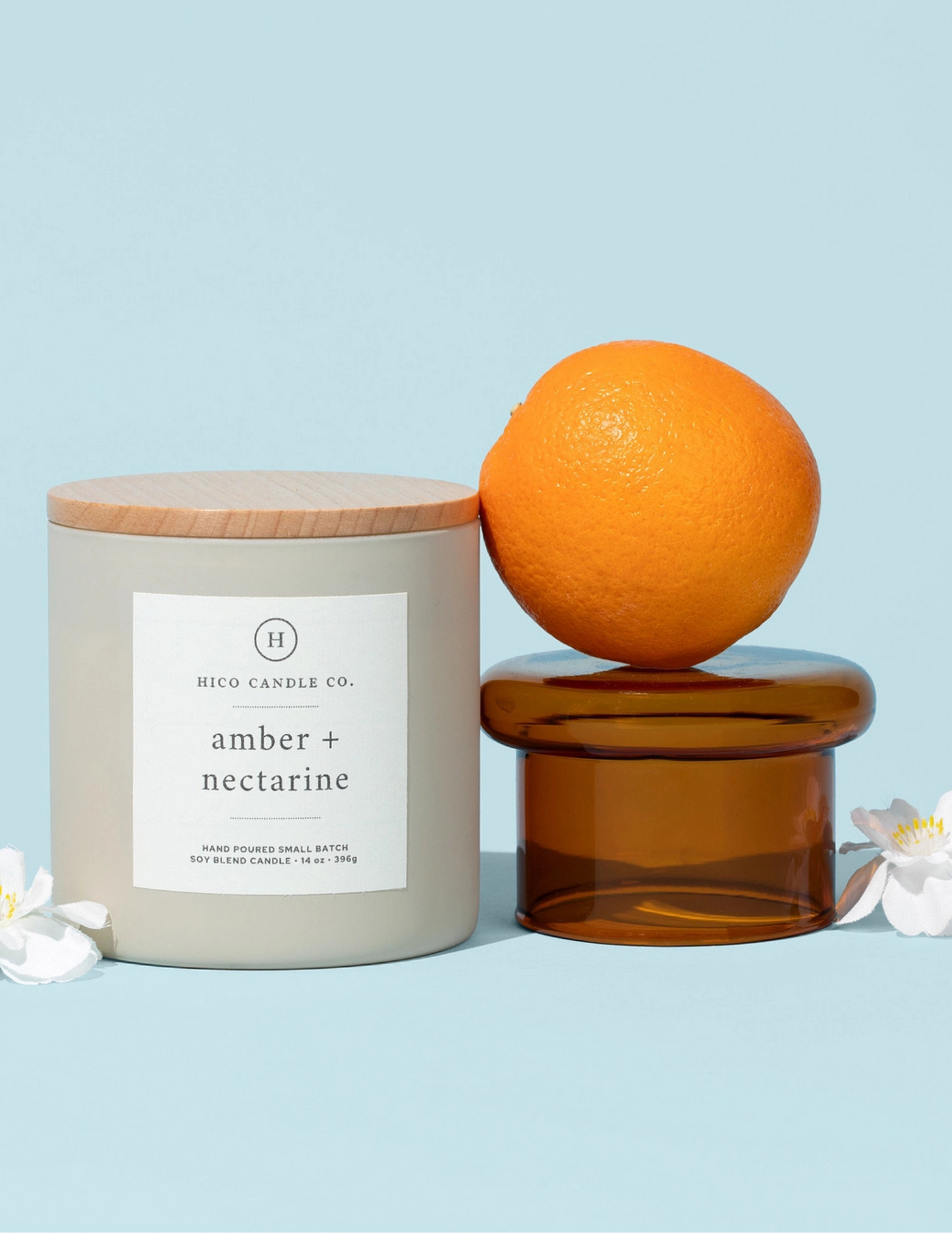 Hico Candle Co.- Amber + Nectarine 14oz. Candle - Tres Chic Boutique